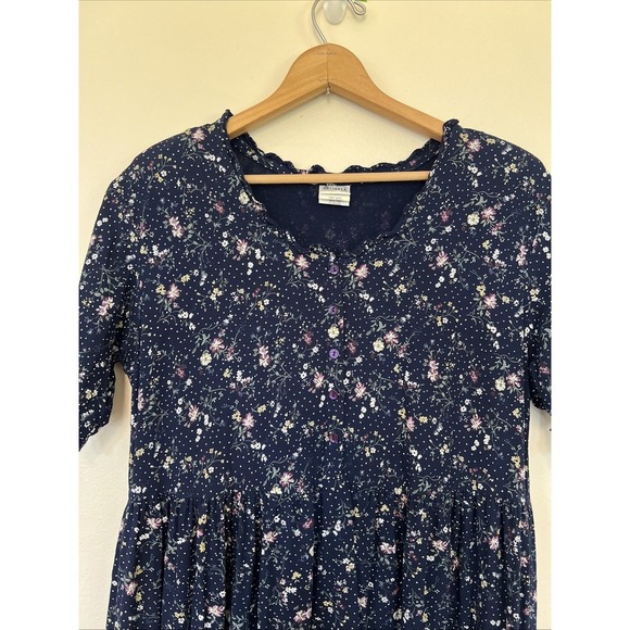 VTG Sostanza Dress Navy Floral Women 9/10 Prairie farmhouse Homestead - Picture 2 of 6